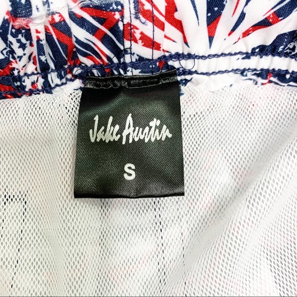 NWOT Jake Austin Fireworks Swim Trunks Red White Blue Men’s Sz S - Picture 5 of 7